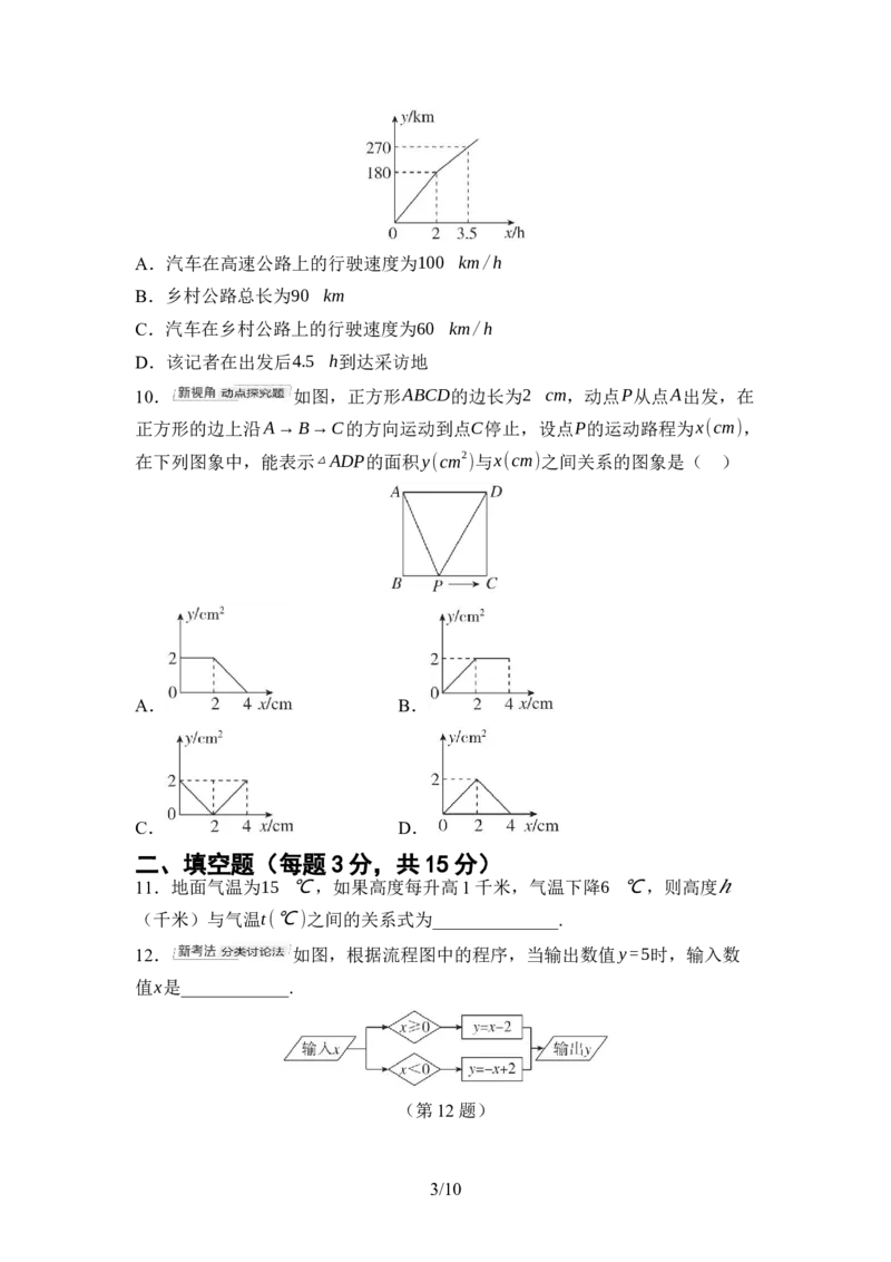 2024-2025学年北师大版数学七年级下册第六章变量之间的关系综合素质评价单元测试（含答案）_北师大初中数学_7下-北师大版初中数学_7下-初中数学北师大版（2025春季新版）持续更新