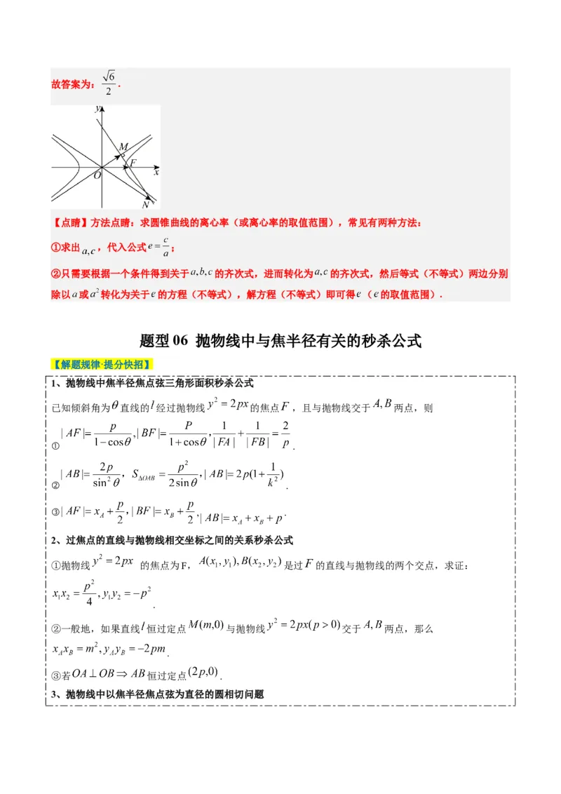 专题13圆锥曲线二级结论秒杀技巧（6大题型）-2025年高考数学二轮热点题型归纳与变式演练（新高考通用）（解析版）_02高考数学_2025年新高考资料_二轮复习_一、题型突破