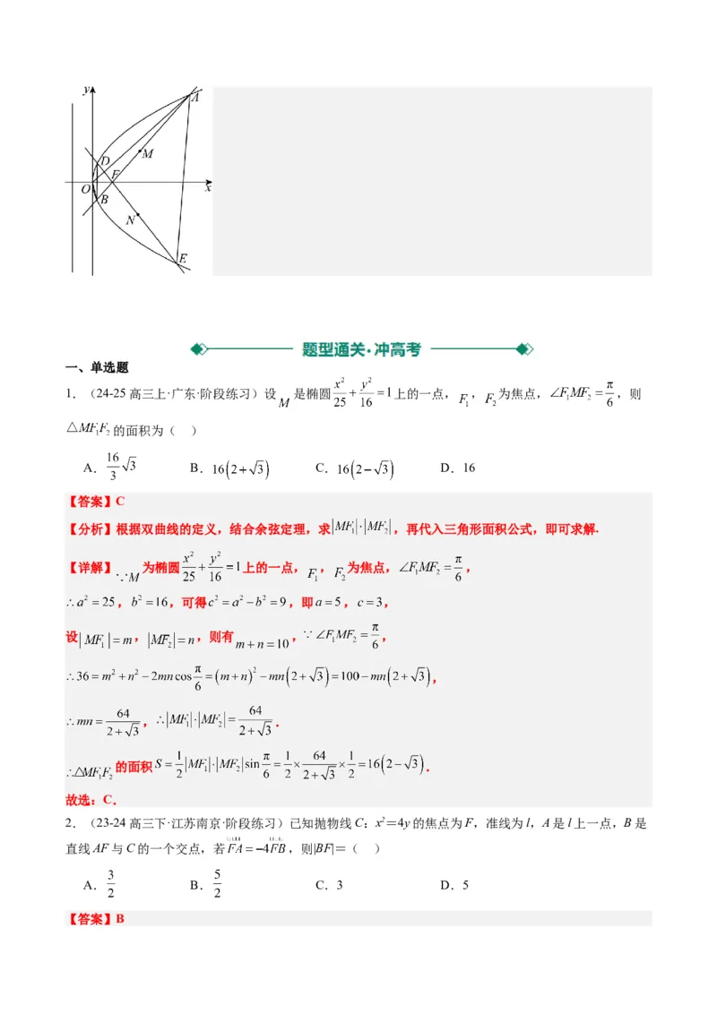 专题13圆锥曲线二级结论秒杀技巧（6大题型）-2025年高考数学二轮热点题型归纳与变式演练（新高考通用）（解析版）_02高考数学_2025年新高考资料_二轮复习_一、题型突破