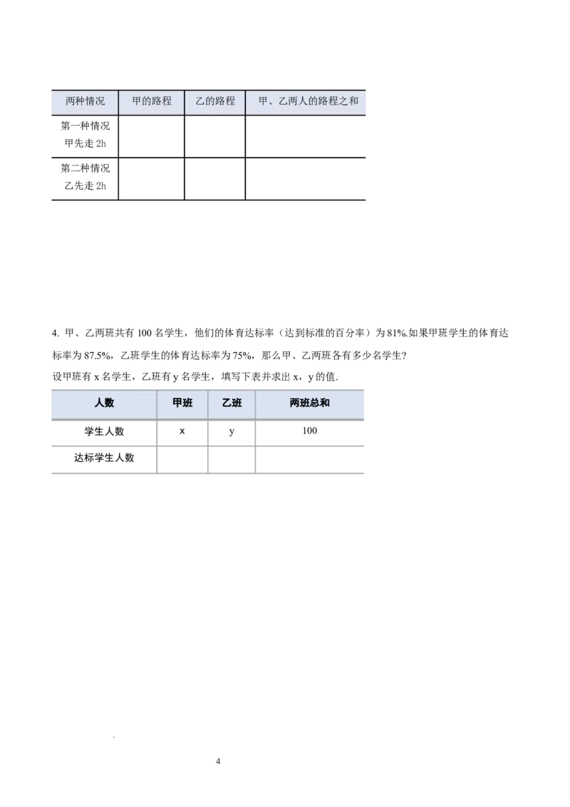 5.3二元一次方程组的应用（第2课时借助表格梳理等量关系）（导学案）（原卷版）_北师大初中数学_8上-北师大版初中数学_初中数学北师大8上-2025秋季新版_第二套推荐25_导学案