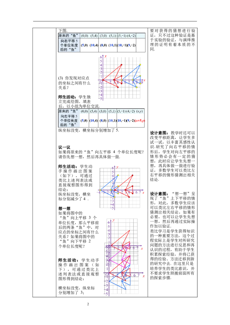3.1第2课时坐标系中的点沿x轴、y轴的一次平移教案_北师大初中数学_8下-北师大版初中数学_旧版-可参考_01课件+教案+学案新课标_教案_3.BS八下第三章图形的平移与旋转