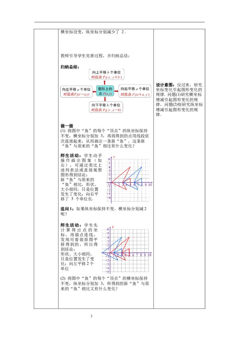 3.1第2课时坐标系中的点沿x轴、y轴的一次平移教案_北师大初中数学_8下-北师大版初中数学_旧版-可参考_01课件+教案+学案新课标_教案_3.BS八下第三章图形的平移与旋转