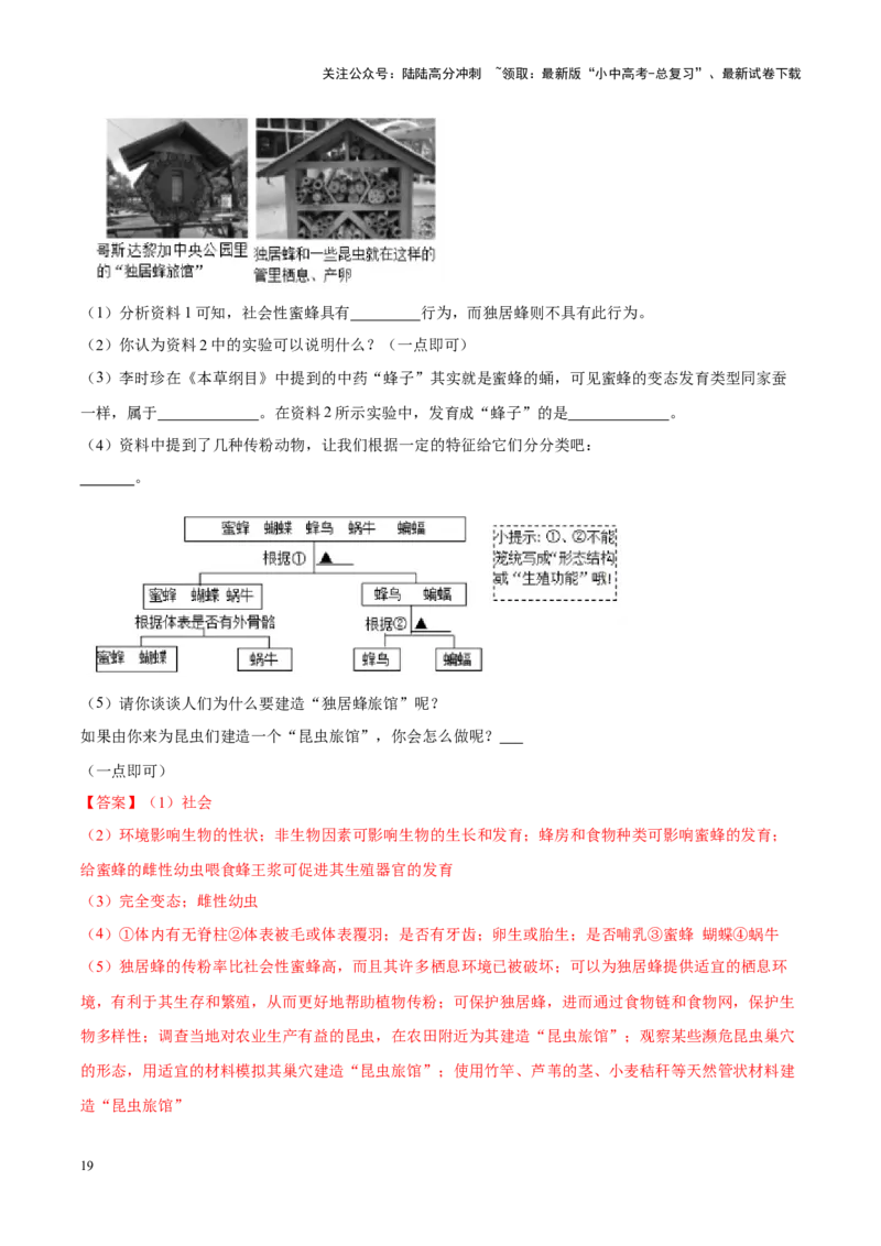 专题09&nbsp;动物的运动和行为（解析版）_02中考总复习（2026版更新中）_08-生物-中考总复习_2024年中考复习资料_专项复习_完三年（2021-2023）中考生物真题分项汇编（全国通用）_答案解析版