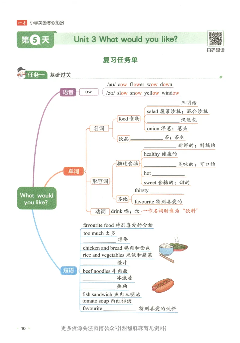 五年级英语人教PEP25版《一本寒假衔接》_26春四年级上下册人教版_四上英语合集人教版PEP英语四年级上册新教材（教学视频+课件+动画+音频+练习+教案）_17练习资料