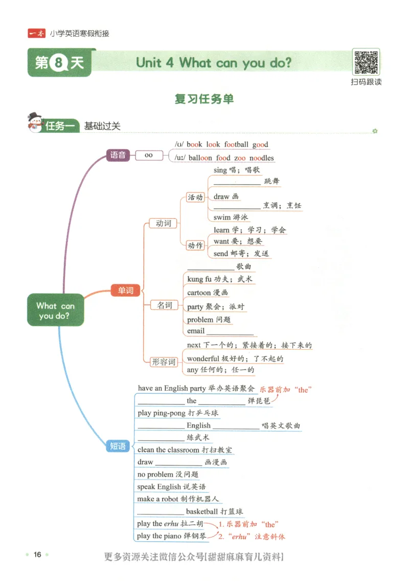 五年级英语人教PEP25版《一本寒假衔接》_26春四年级上下册人教版_四上英语合集人教版PEP英语四年级上册新教材（教学视频+课件+动画+音频+练习+教案）_17练习资料