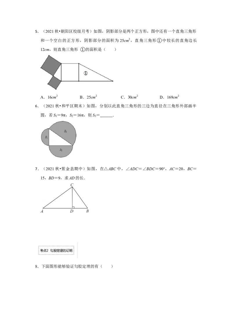 专题1.1探索勾股定理（专项训练）-2022-2023学年八年级数学上册《同步考点解读&bull;专题训练》（北师大版）_北师大初中数学_8上-北师大版初中数学_旧版_06专项讲练