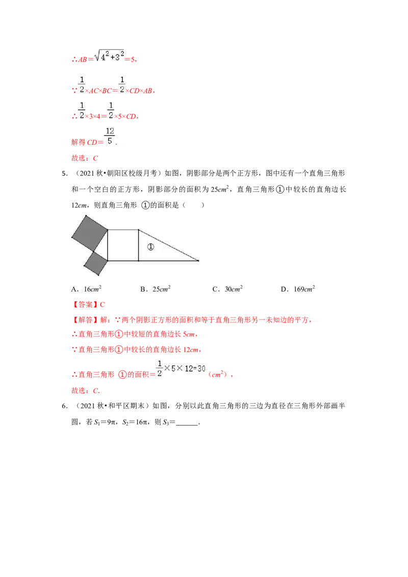 专题1.1探索勾股定理（专项训练）-2022-2023学年八年级数学上册《同步考点解读&bull;专题训练》（北师大版）_北师大初中数学_8上-北师大版初中数学_旧版_06专项讲练