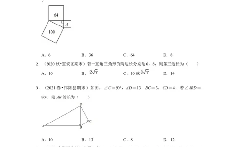 专题1.1探索勾股定理（专项训练）-2022-2023学年八年级数学上册《同步考点解读&bull;专题训练》（北师大版）_北师大初中数学_8上-北师大版初中数学_旧版_06专项讲练