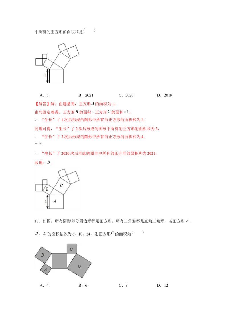 专题1.1勾股数模型（强化）（解析版）_北师大初中数学_8上-北师大版初中数学_旧版_06专项讲练