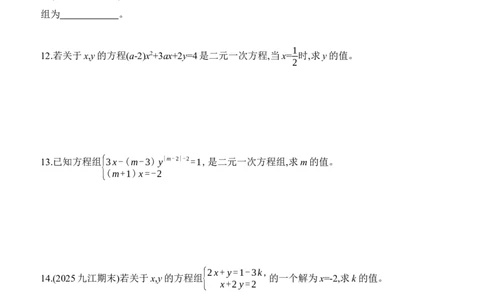5.1　认识二元一次方程组分层练习（含答案）2025-2026学年数学北师大版（2024）八年级上册_北师大初中数学_8上-北师大版初中数学_初中数学北师大8上-2025秋季新版_第二套推荐25