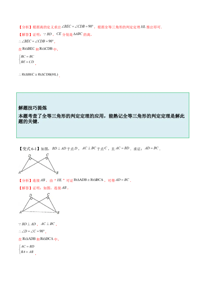 4.3全等三角形-题型&middot;技巧培优系列2022-2023学年七年级数学下册同步精讲精练(北师大版)（解析版）_北师大初中数学_7下-北师大版初中数学_7下-初中数学北师大版（旧版）赠送