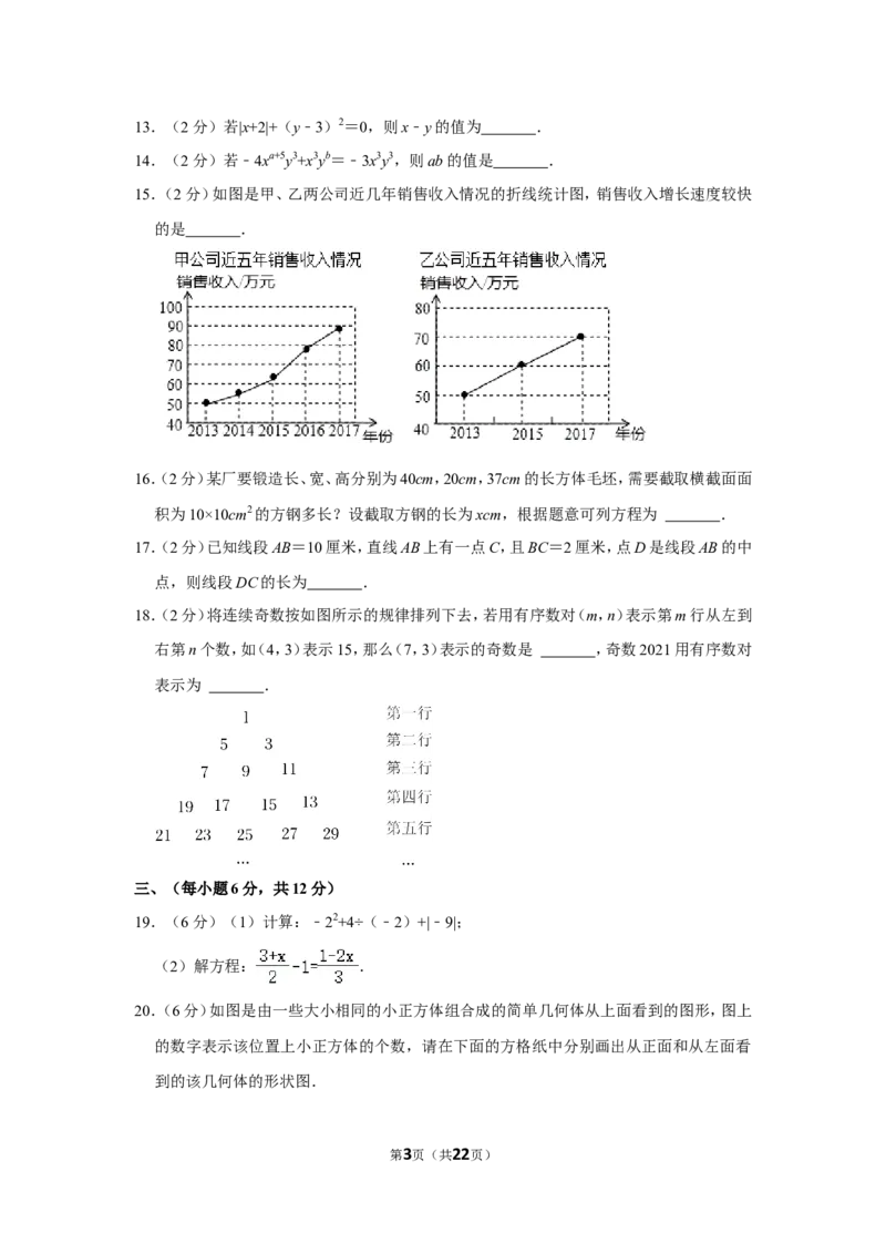 2021-2022学年辽宁省丹东市七年级（上）期末数学试卷_北师大初中数学_7上-北师大版初中数学_7上-初中数学北师大（旧版）赠送_05习题试卷_6历年真题