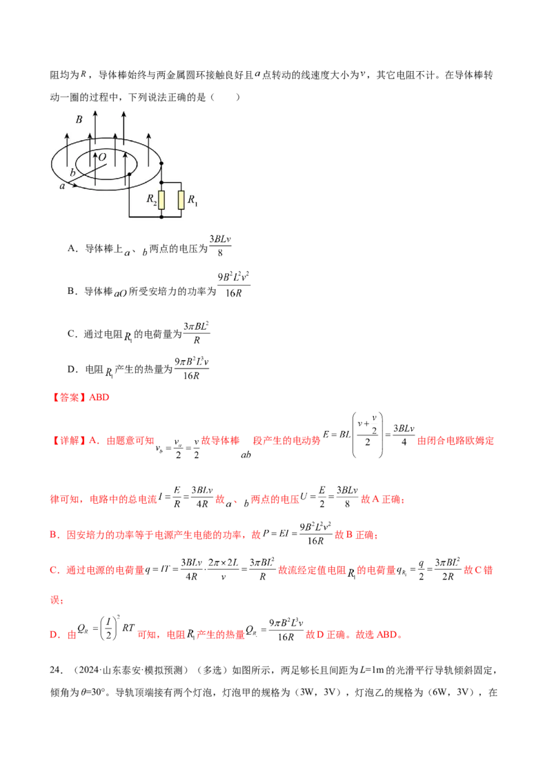 专题13电磁感应（练习）（解析版）_03高考英语_2025年新高考资料_二轮复习_01高考语文等多个文件_上好课2025年高考物理二轮复习讲练测（新高考通用）