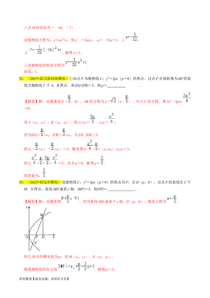 专题14抛物线（解析版）_02高考数学_新高考复习资料_2024年新高考资料_专项复习资料_完2023年高考真题题源解密（新高考）