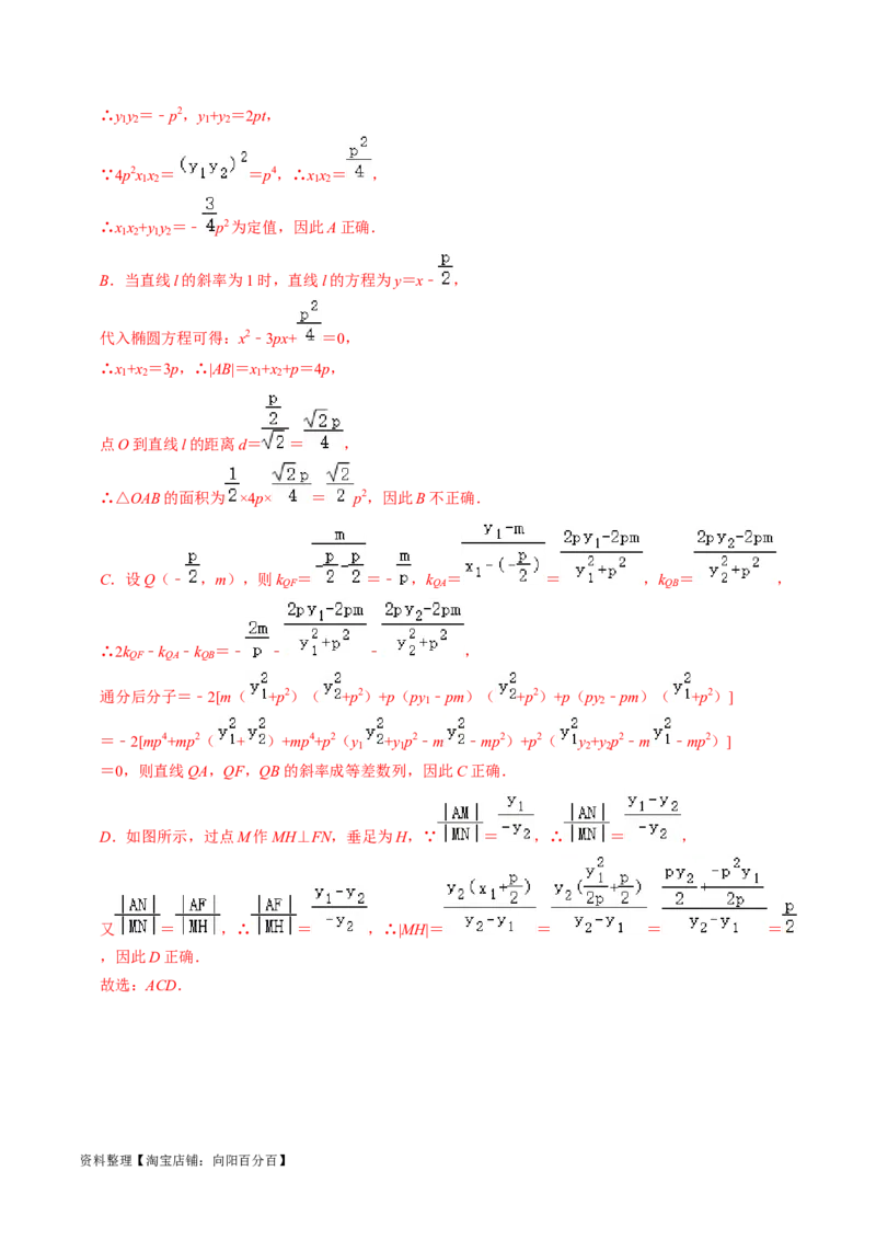 专题14抛物线（解析版）_02高考数学_新高考复习资料_2024年新高考资料_专项复习资料_完2023年高考真题题源解密（新高考）
