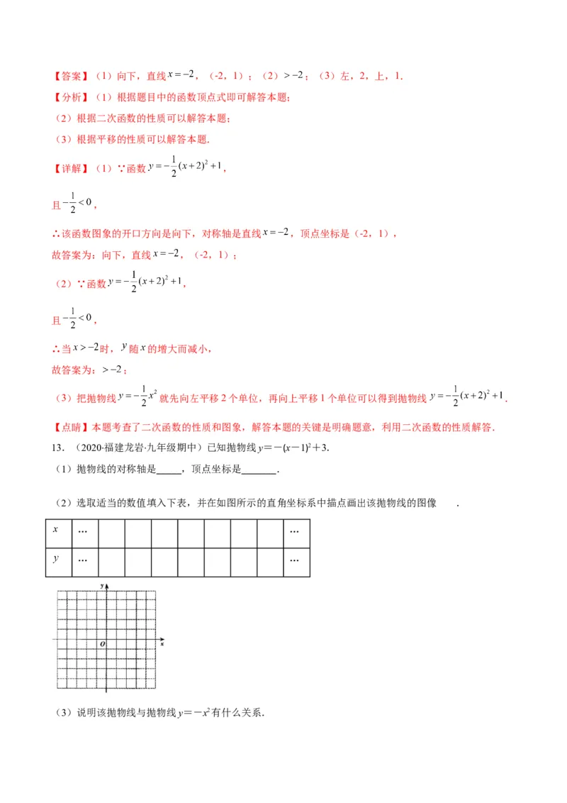 专题04二次函数y=ax&sup2;与y=a(x-h)&sup2;+k的图象与性质(解析版)（重点突围）_北师大初中数学_9上-北师大版初中数学_06专项讲练