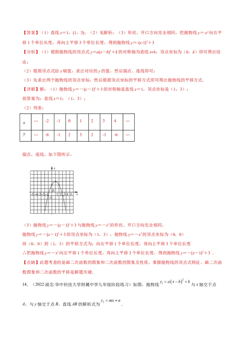 专题04二次函数y=ax&sup2;与y=a(x-h)&sup2;+k的图象与性质(解析版)（重点突围）_北师大初中数学_9上-北师大版初中数学_06专项讲练