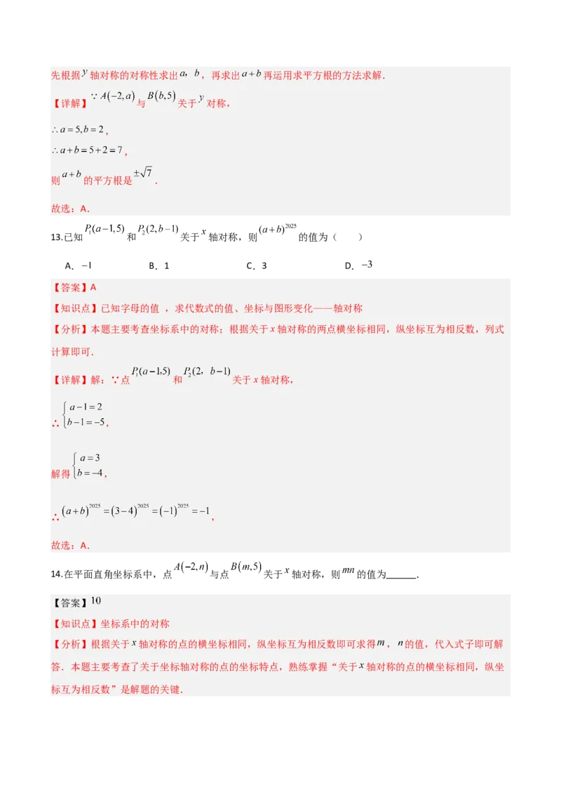 3.3轴对称与坐标变换（题型专练）（解析版）_北师大初中数学_8上-北师大版初中数学_初中数学北师大8上-2025秋季新版_第二套推荐25_04课件+教案+学案+练习（第4套）齐全_练习