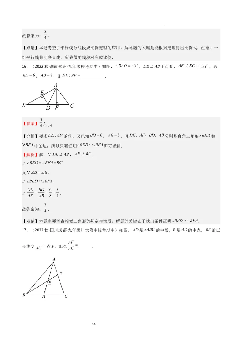 专题06图形的相似（重点，期中测试精选）（解析版）_北师大初中数学_9上-北师大版初中数学_05习题试卷_5专项练习