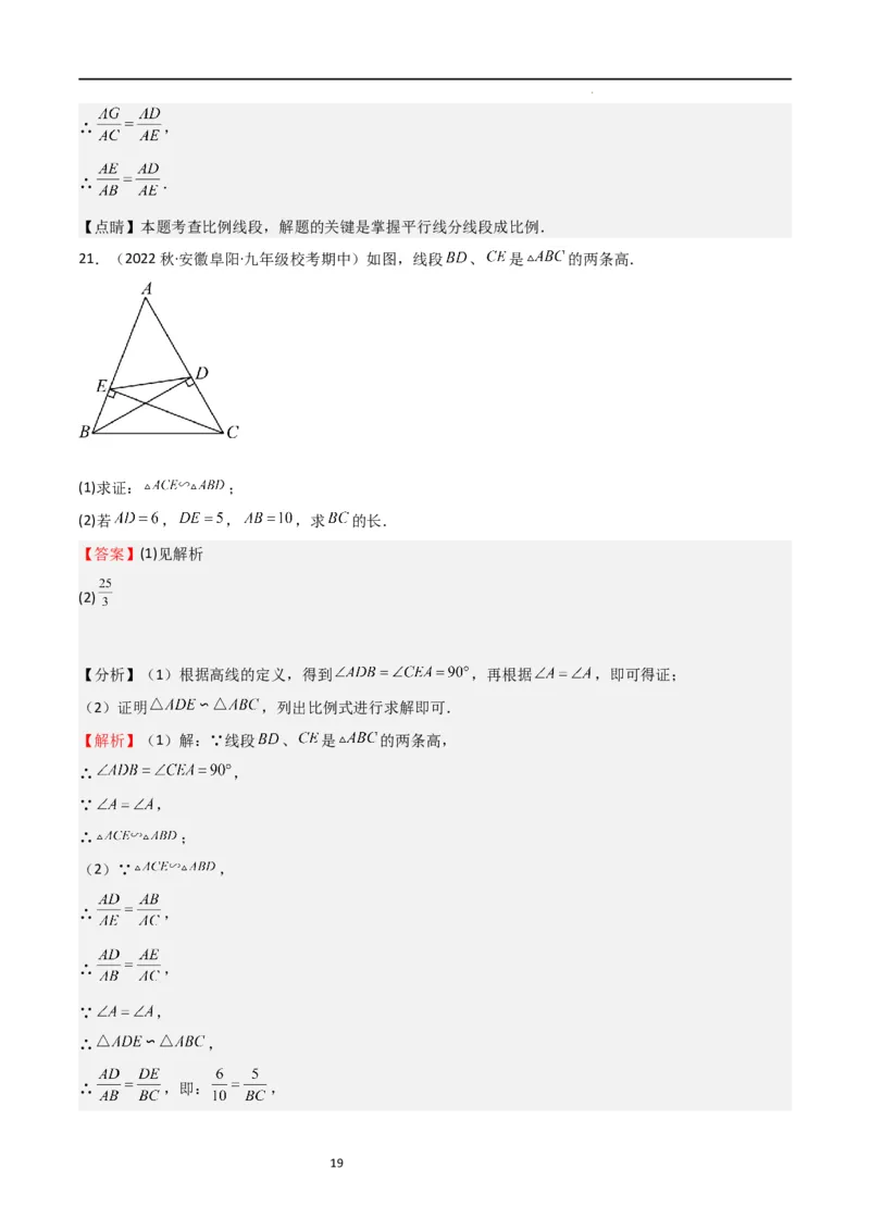 专题06图形的相似（重点，期中测试精选）（解析版）_北师大初中数学_9上-北师大版初中数学_05习题试卷_5专项练习