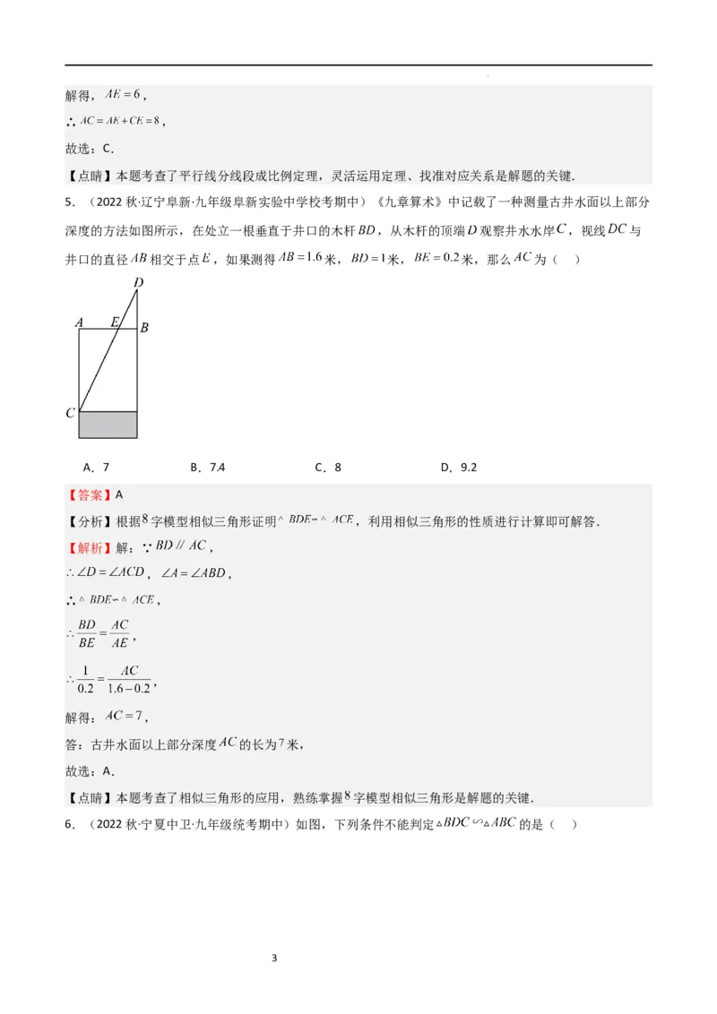 专题06图形的相似（重点，期中测试精选）（解析版）_北师大初中数学_9上-北师大版初中数学_05习题试卷_5专项练习