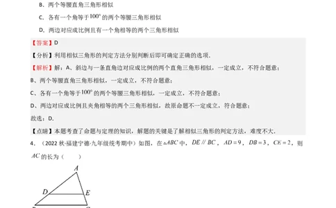 专题06图形的相似（重点，期中测试精选）（解析版）_北师大初中数学_9上-北师大版初中数学_05习题试卷_5专项练习