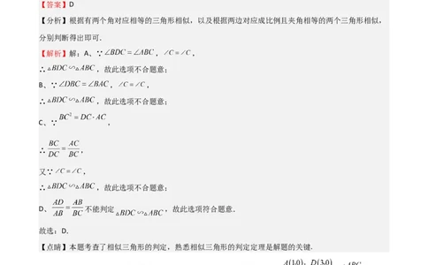 专题06图形的相似（重点，期中测试精选）（解析版）_北师大初中数学_9上-北师大版初中数学_05习题试卷_5专项练习