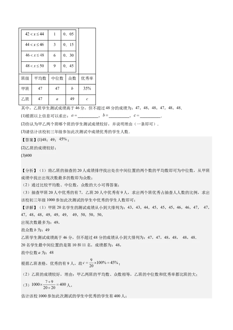 6.1讲平均数、中位数与众数(10类热点题型讲练)（解析版）_北师大初中数学_8上-北师大版初中数学_旧版_05习题试卷_帮课堂2023-2024学年八年级数学上册同步学与练（北师大版）