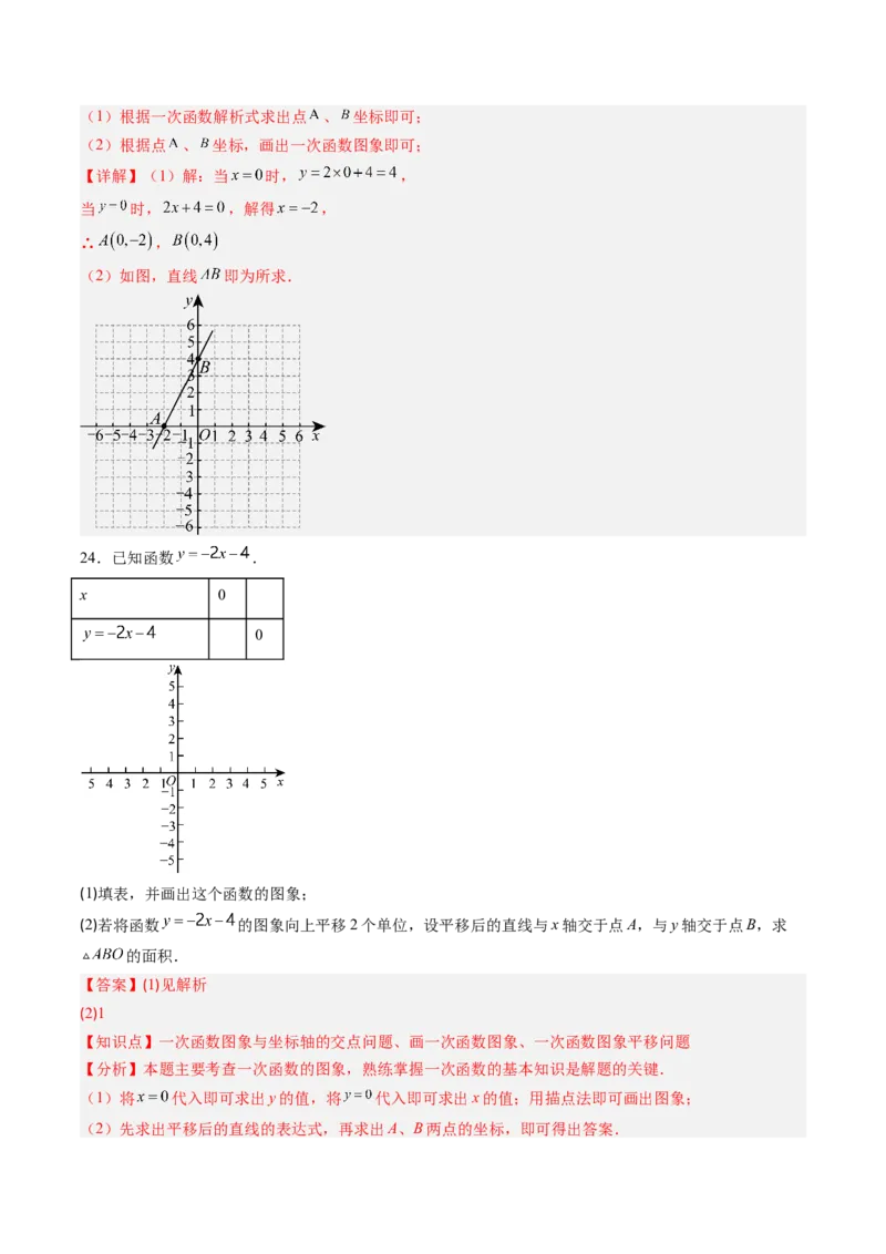 专题02一次函数的图象和性质（专项训练）（教师版）_北师大初中数学_8上-北师大版初中数学_初中数学北师大8上-2025秋季新版_第二套推荐25_07习题试卷_专项训练_第1套
