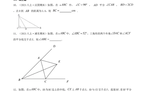 专题03角平分线（原卷版）-八年级数学下册压轴题专题精选汇编（北师大版）_北师大初中数学_8下-北师大版初中数学_旧版-可参考_06专项讲练
