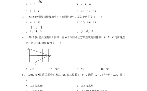 专题1.2一定是直角三角形吗（能力提升）-2022-2023学年八年级数学上册《同步考点解读&bull;专题训练》（北师大版）_北师大初中数学_8上-北师大版初中数学_旧版_06专项讲练