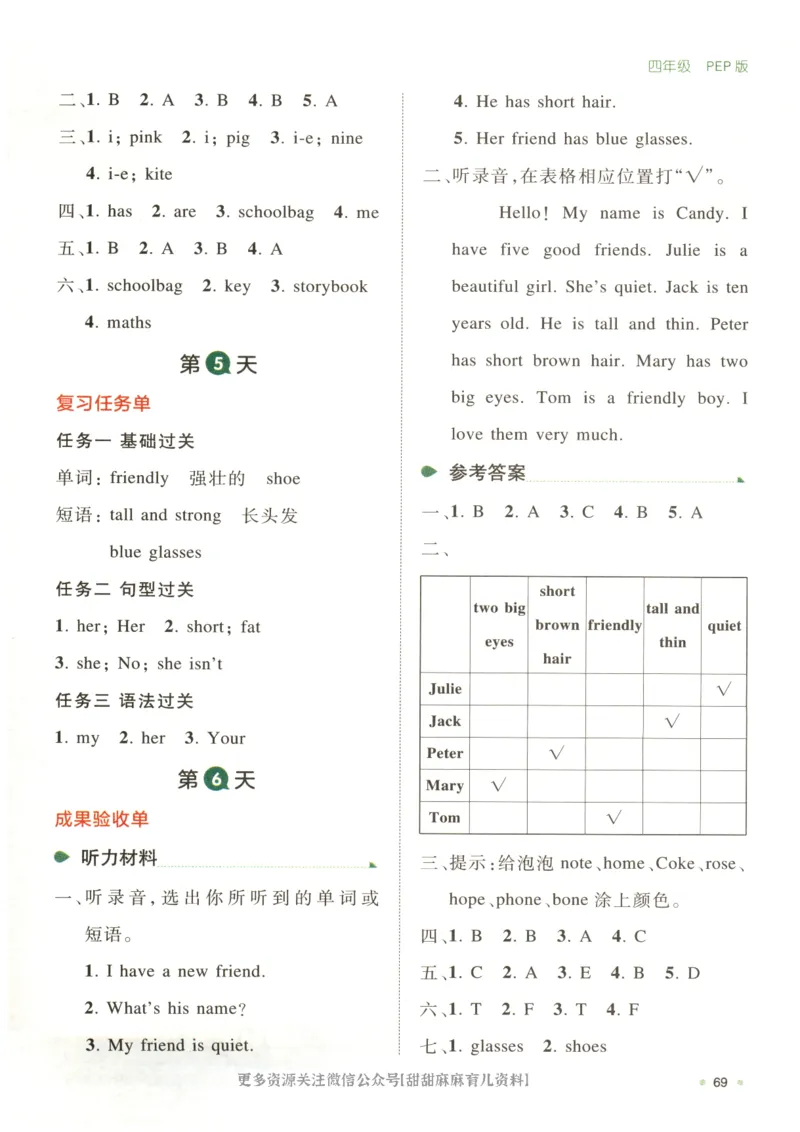 四年级英语人教PEP25版《一本寒假衔接》_26春四年级上下册人教版_四上英语合集人教版PEP英语四年级上册新教材（教学视频+课件+动画+音频+练习+教案）_17练习资料