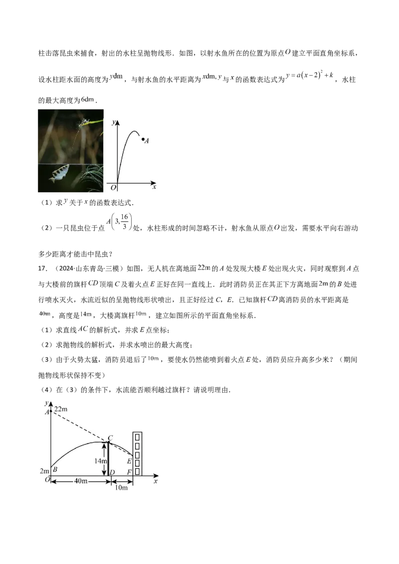 专题22.16实际问题与二次函数（专项练习）（培优练）-（人教版）_初中数学_九年级数学上册（人教版）_专题突破练习-V4_2025版