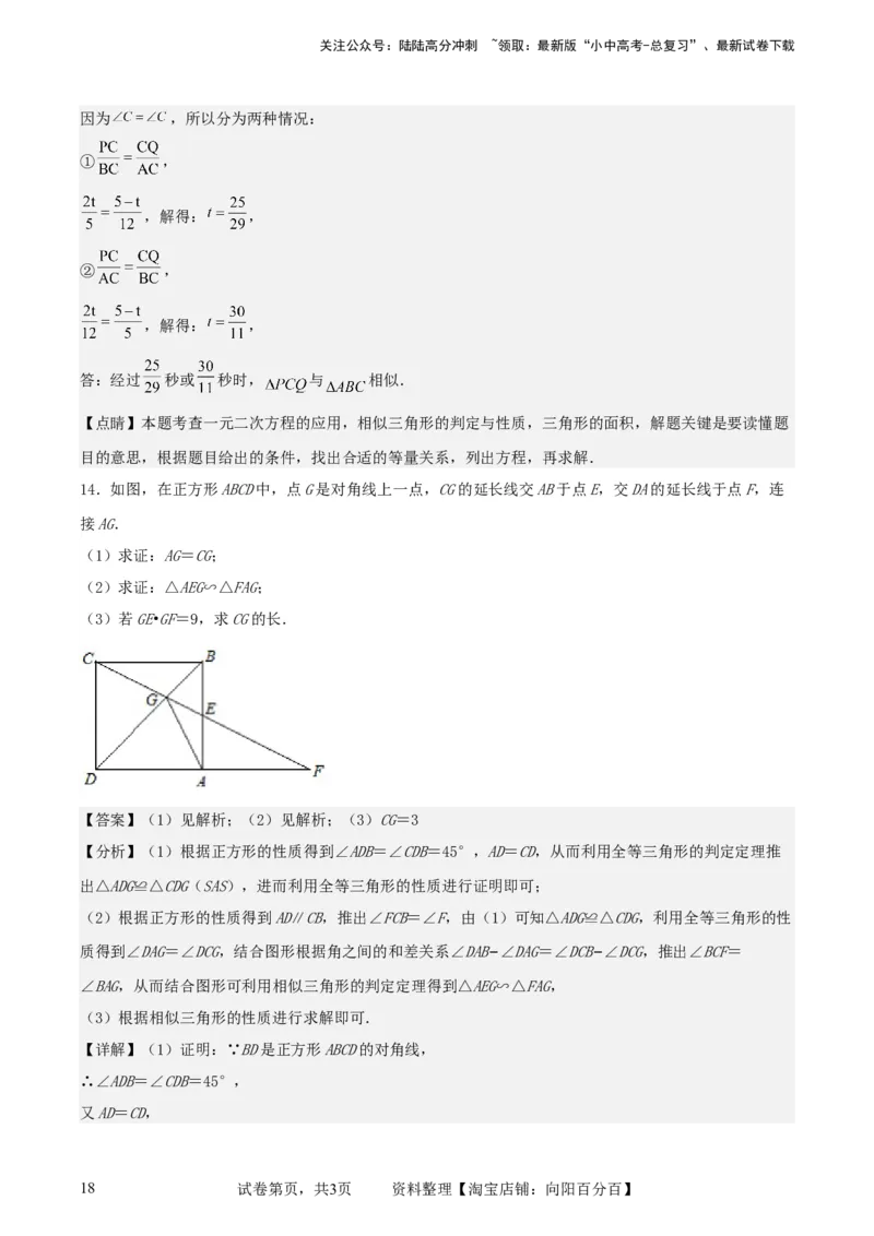 中考数学几何专项练习：相似模型--母子型相似（解析版）_02中考总复习（2026版更新中）_02-数学-中考总复习_2024年中考复习资料_专项复习资料_2024年中考数学几何专项练习_解析版