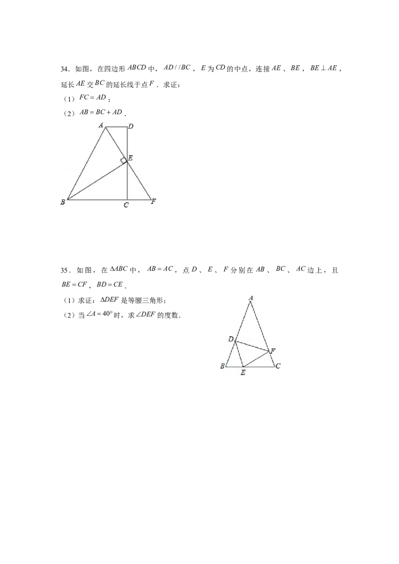 专题01三角形证明必刷常考题-八年级数学下学期期末冲刺满分必刷常考压轴题（北师大版）_北师大初中数学_8下-北师大版初中数学_旧版-可参考_06专项讲练