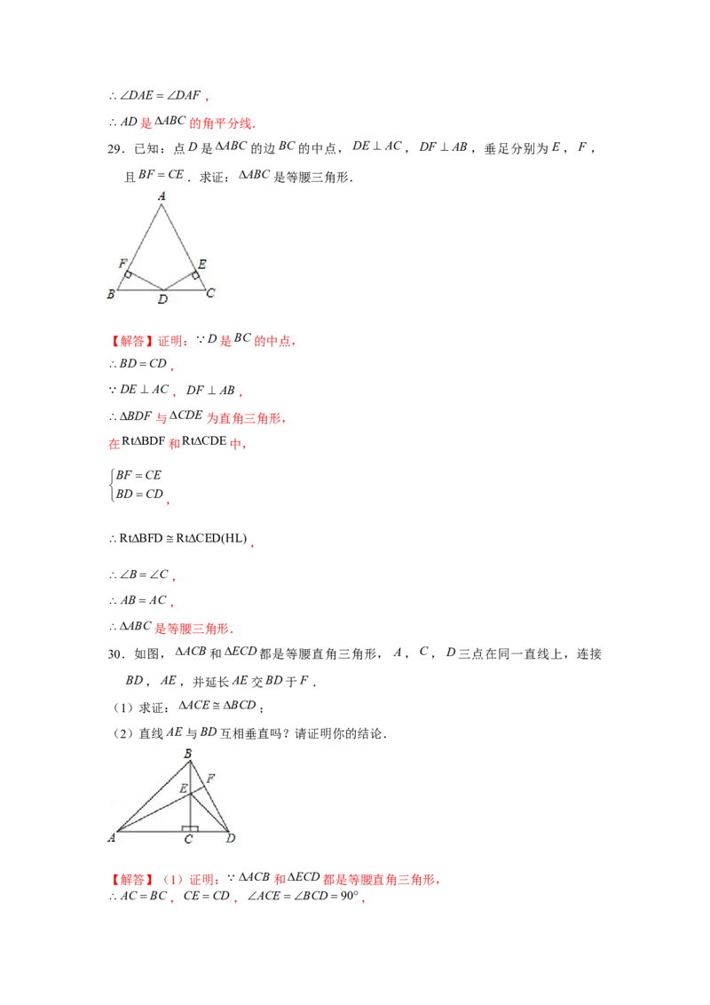 专题01三角形证明必刷常考题-八年级数学下学期期末冲刺满分必刷常考压轴题（北师大版）_北师大初中数学_8下-北师大版初中数学_旧版-可参考_06专项讲练