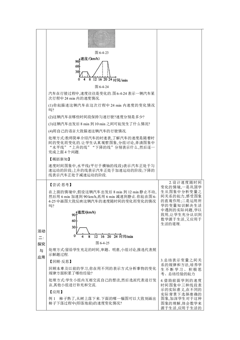 6.4用图象表示变量之间的关系第2课时教案（表格式）2024-2025学年北师大版数学七年级下册_北师大初中数学_7下-北师大版初中数学_7下-初中数学北师大版（2025春季新版）持续更新