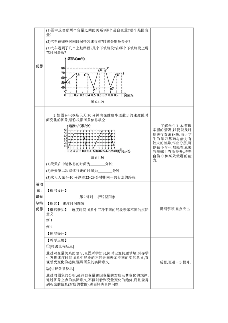6.4用图象表示变量之间的关系第2课时教案（表格式）2024-2025学年北师大版数学七年级下册_北师大初中数学_7下-北师大版初中数学_7下-初中数学北师大版（2025春季新版）持续更新
