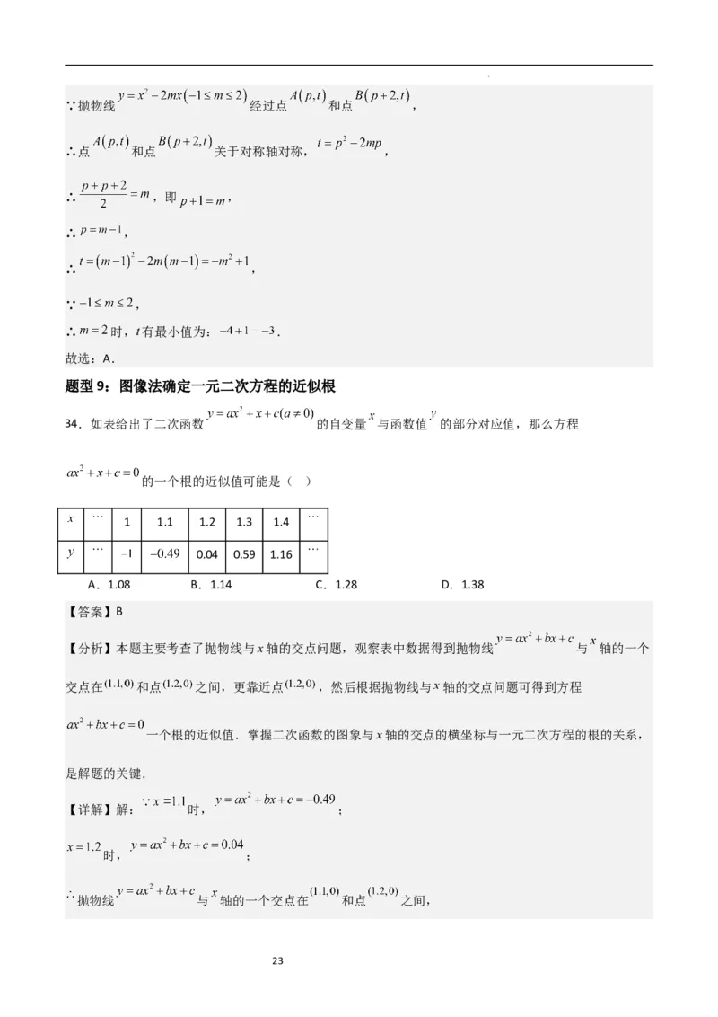 专题06二次函数（十四大题型+题型综合专训）（解析版）_北师大初中数学_9下-北师大版初中数学_05习题试卷_4专题练习_第2套