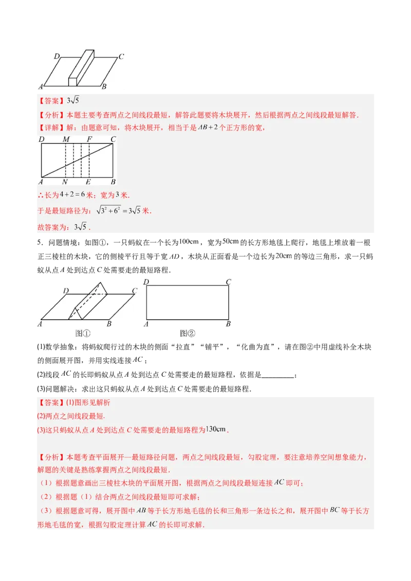 专题01利用勾股定理求最短路径问题的四种模型（高效培优专项训练）（教师版）_北师大初中数学_8上-北师大版初中数学_初中数学北师大8上-2025秋季新版_第二套推荐25_08专项讲练