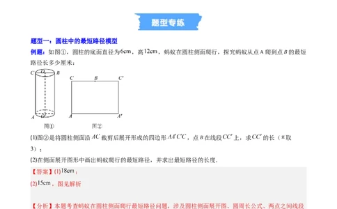 专题01利用勾股定理求最短路径问题的四种模型（高效培优专项训练）（教师版）_北师大初中数学_8上-北师大版初中数学_初中数学北师大8上-2025秋季新版_第二套推荐25_08专项讲练
