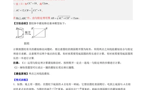 专题01利用勾股定理求最短路径问题的四种模型（高效培优专项训练）（教师版）_北师大初中数学_8上-北师大版初中数学_初中数学北师大8上-2025秋季新版_第二套推荐25_08专项讲练