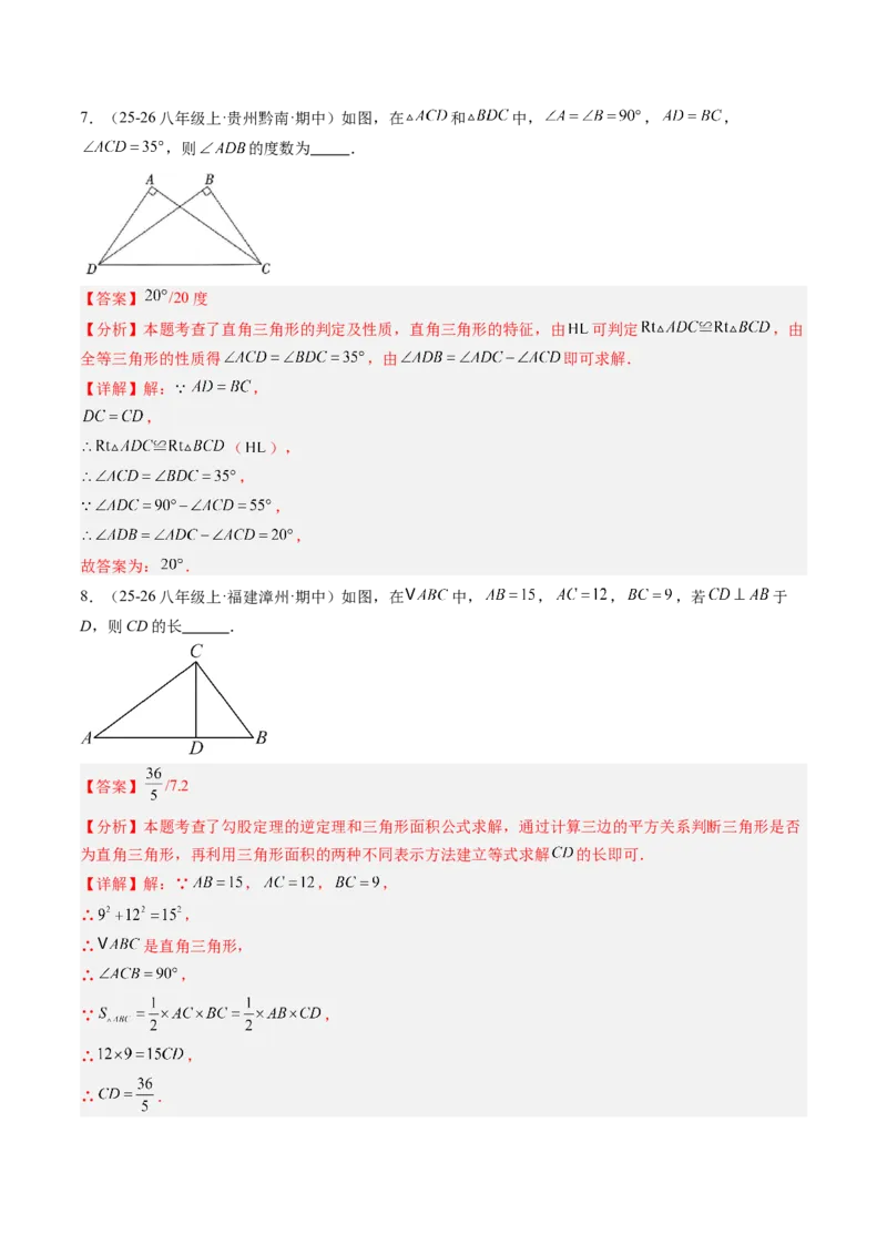 专题04直角三角形的性质与判定（8大题型）（专项训练）（解析版）_北师大初中数学_8下-北师大版初中数学_2026春新版_第二套-东方_02.北师大数学8下试题+复习26春_专项训练