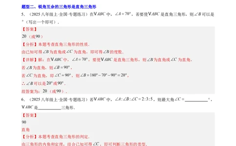 专题04直角三角形的性质与判定（8大题型）（专项训练）（解析版）_北师大初中数学_8下-北师大版初中数学_2026春新版_第二套-东方_02.北师大数学8下试题+复习26春_专项训练