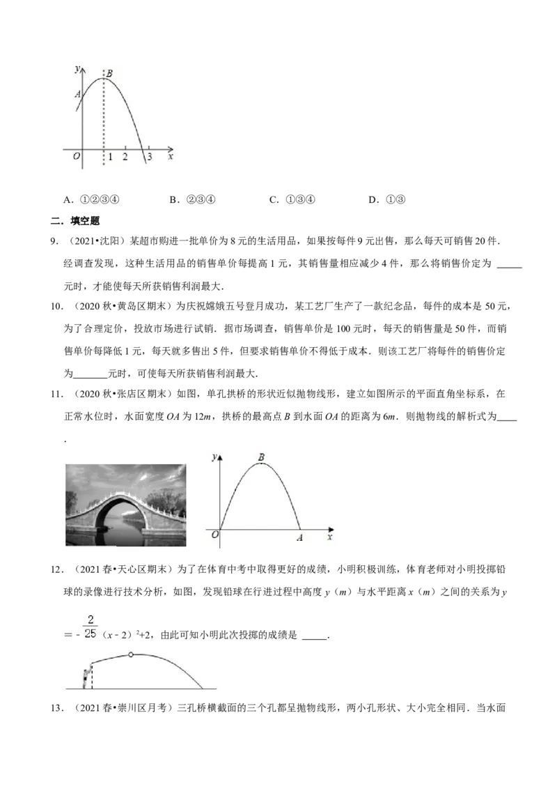 专题03二次函数的应用（原卷版）-挑战压轴题九年级数学下册压轴题专题精选汇编（北师大版）_北师大初中数学_9下-北师大版初中数学_06专项讲练