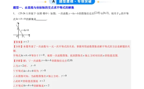 专题02一元一次不等式与一次函数（4大题型）（专项训练）（解析版）_北师大初中数学_8下-北师大版初中数学_2026春新版_第二套-东方_02.北师大数学8下试题+复习26春_专项训练
