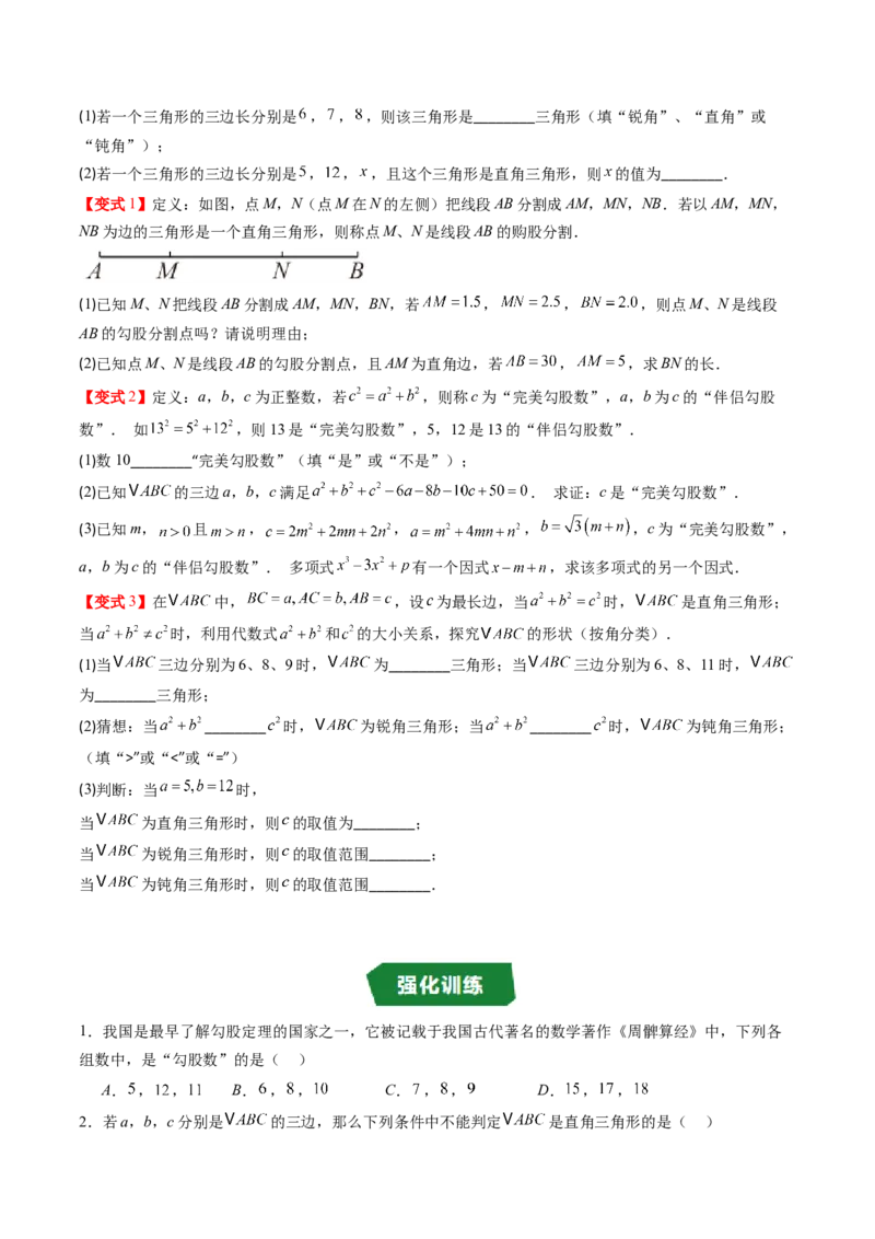 专题1.2一定是直角三角形吗（高效培优讲义）（学生版）_北师大初中数学_8上-北师大版初中数学_初中数学北师大8上-2025秋季新版_第二套推荐25_08专项讲练