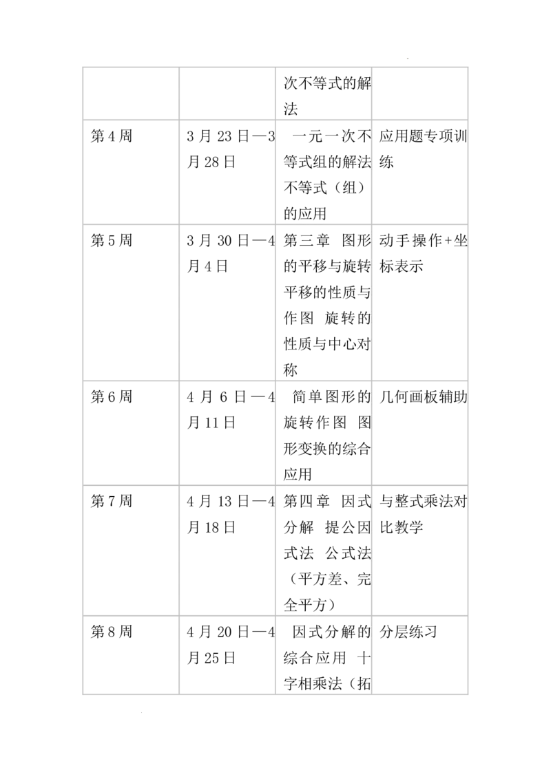 2025-2026学年北师大版数学八年级下册教学计划及进度表_北师大初中数学_8下-北师大版初中数学_2026春新版_第二套-东方_03.北师大数学8下教学计划26春
