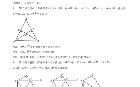 专练09几何题（20题）八年级数学下学期期末考点必杀200题（北师版）（原卷版）_北师大初中数学_8下-北师大版初中数学_旧版-可参考_05习题试卷_5专项练习