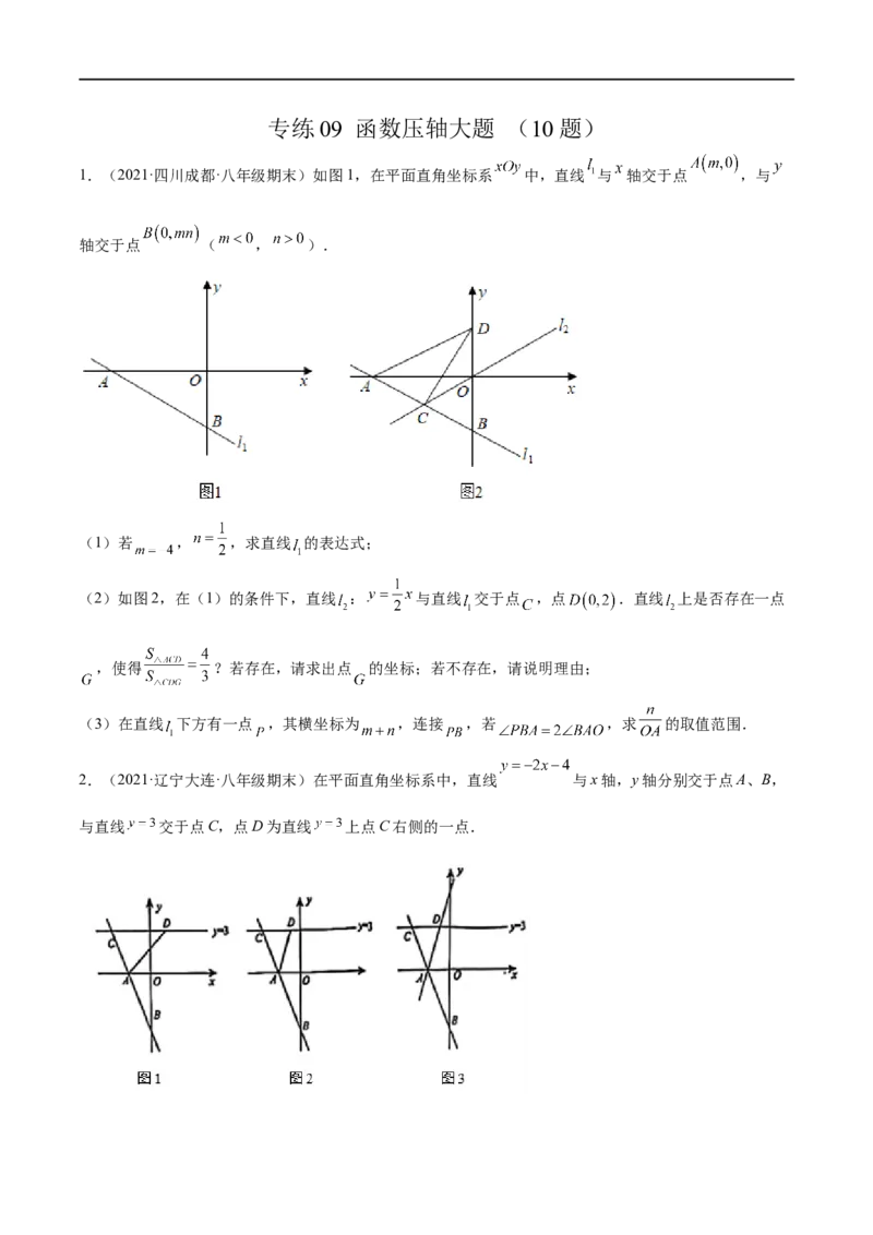 专练09函数压轴大题（10题）-八年级数学上学期期末考点必杀200题（北师大版）（原卷版）_北师大初中数学_8上-北师大版初中数学_旧版_05习题试卷_5专项练习